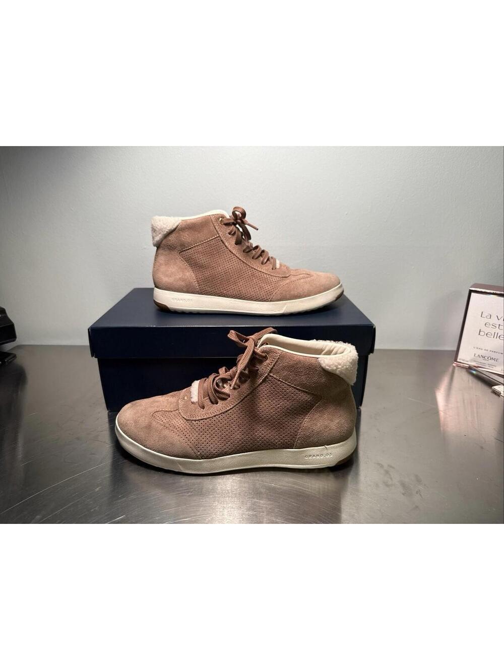 Cole Haan Boot GrandPro Hi Faux Fur Trimmed Hi Top Suede Warm Sand Bootie 9